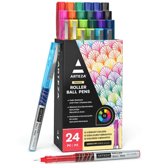 Arteza® Needle Tip Assorted Colors Roller Ball Pen Set